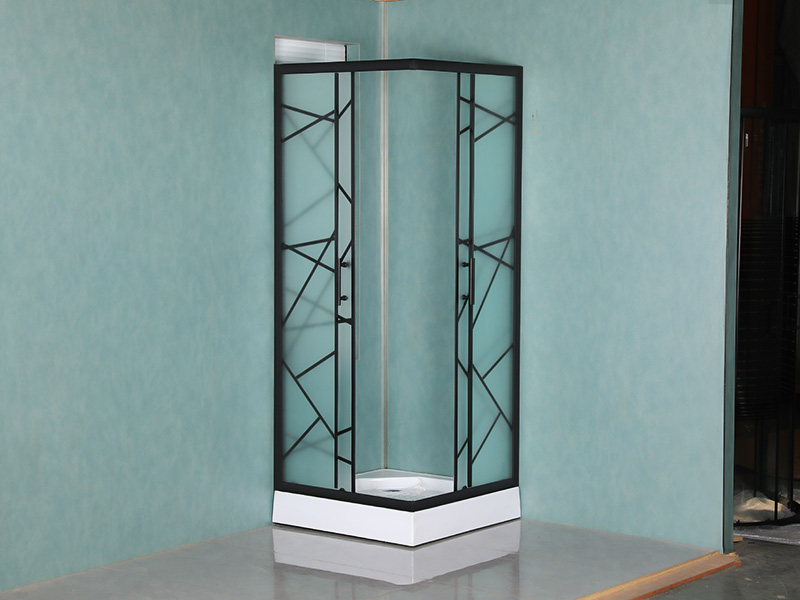 ตู้อาบน้ำบานเลื่อน SQ, กระจกนิรภัยด้านพร้อมการพิมพ์, โปรไฟล์อลูมิเนียมสีดำ, ที่จับสองรู, พร้อมถาด ตู้อาบน้ำบานเลื่อน SQ, กระจกนิรภัยด้านพร้อมการพิมพ์, โปรไฟล์อลูมิเนียมสีดำ, ที่จับสองรู, พร้อมถาด