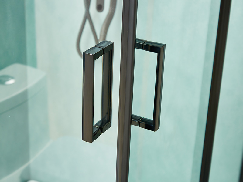 ตู้อาบน้ำบานเลื่อน SQ, กระจกนิรภัยใส, โปรไฟล์อลูมิเนียมสีดำ, ที่จับสองรู, พร้อมถาด ตู้อาบน้ำบานเลื่อน SQ, กระจกนิรภัยใส, โปรไฟล์อลูมิเนียมสีดำ, ที่จับสองรู, พร้อมถาด