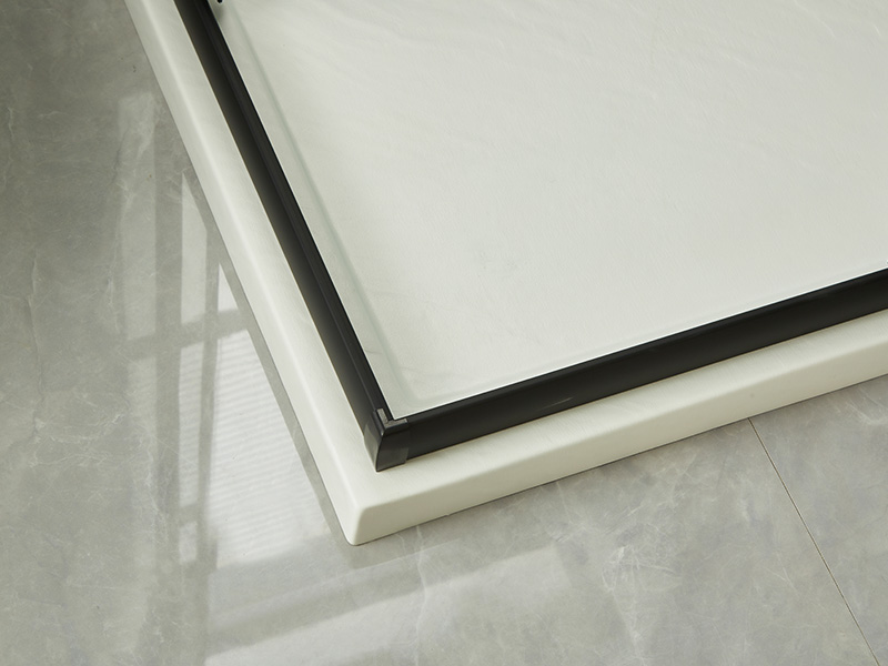 ตู้อาบน้ำบานเลื่อน SQ, กระจกนิรภัยใส, โปรไฟล์อลูมิเนียมสีดำ, ที่จับสองรู, พร้อมถาด ตู้อาบน้ำบานเลื่อน SQ, กระจกนิรภัยใส, โปรไฟล์อลูมิเนียมสีดำ, ที่จับสองรู, พร้อมถาด