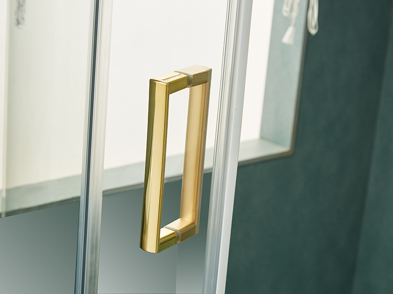ตู้อาบน้ำบานเลื่อน SE, กระจกนิรภัยใส, โปรไฟล์อลูมิเนียมสีทอง, ที่จับสองรู, ไม่มีถาด ตู้อาบน้ำบานเลื่อน SE, กระจกนิรภัยใส, โปรไฟล์อลูมิเนียมสีทอง, ที่จับสองรู, ไม่มีถาด