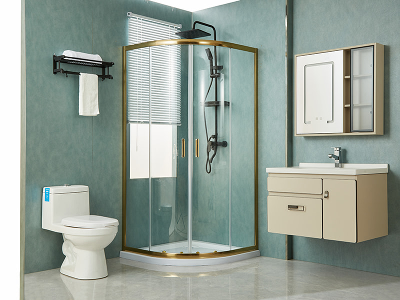 ตู้อาบน้ำบานเลื่อน SE, กระจกนิรภัยใส, โปรไฟล์อลูมิเนียมสีทอง, ที่จับสองรู, ไม่มีถาด ตู้อาบน้ำบานเลื่อน SE, กระจกนิรภัยใส, โปรไฟล์อลูมิเนียมสีทอง, ที่จับสองรู, ไม่มีถาด