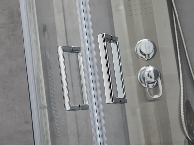 ตู้อาบน้ำบานเลื่อน SE, กระจกนิรภัยใส, โครงอะลูมิเนียมโครเมียม, มือจับสองรู, ไม่มีถาด ตู้อาบน้ำบานเลื่อน SE, กระจกนิรภัยใส, โครงอะลูมิเนียมโครเมียม, มือจับสองรู, ไม่มีถาด