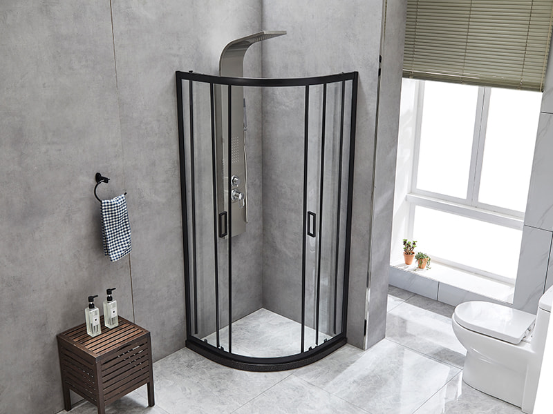 ตู้อาบน้ำบานเลื่อน SE, กระจกนิรภัยใส, โปรไฟล์อลูมิเนียมสีดำ, มือจับสองรู, ไม่มีถาด ตู้อาบน้ำบานเลื่อน SE, กระจกนิรภัยใส, โปรไฟล์อลูมิเนียมสีดำ, มือจับสองรู, ไม่มีถาด