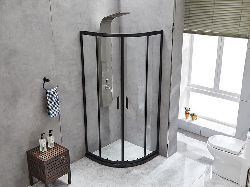 ตู้อาบน้ำบานเลื่อน SE, กระจกนิรภัยใส, โปรไฟล์อลูมิเนียมสีดำ, มือจับสองรู, ไม่มีถาด ตู้อาบน้ำบานเลื่อน SE, กระจกนิรภัยใส, โปรไฟล์อลูมิเนียมสีดำ, มือจับสองรู, ไม่มีถาด