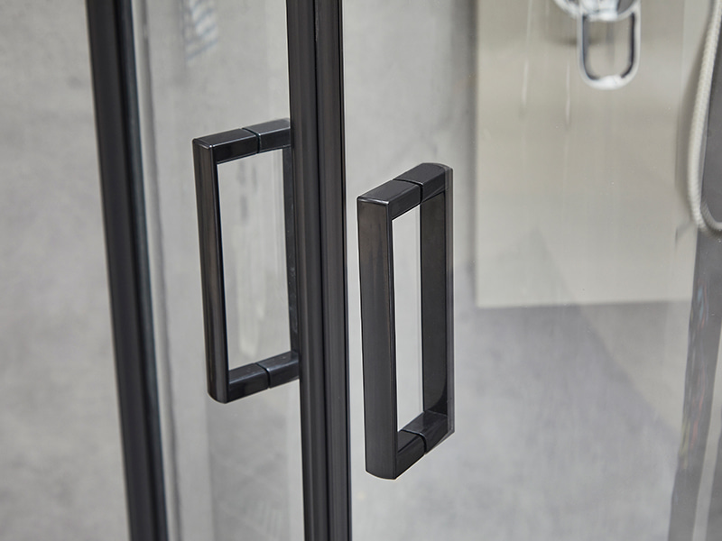 ตู้อาบน้ำบานเลื่อน SE, กระจกนิรภัยใส, โปรไฟล์อลูมิเนียมสีดำ, มือจับสองรู, ไม่มีถาด ตู้อาบน้ำบานเลื่อน SE, กระจกนิรภัยใส, โปรไฟล์อลูมิเนียมสีดำ, มือจับสองรู, ไม่มีถาด