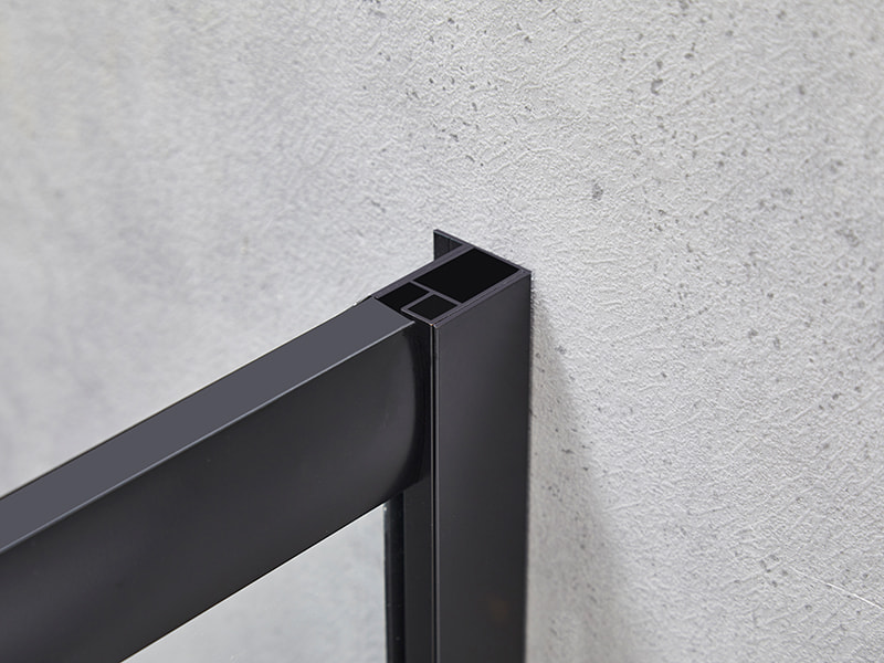 ตู้อาบน้ำบานเลื่อน SE, กระจกนิรภัยใส, โปรไฟล์อลูมิเนียมสีดำ, มือจับสองรู, ไม่มีถาด ตู้อาบน้ำบานเลื่อน SE, กระจกนิรภัยใส, โปรไฟล์อลูมิเนียมสีดำ, มือจับสองรู, ไม่มีถาด